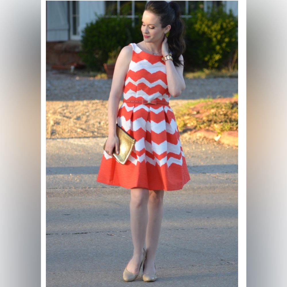 Just Taylor Dress Chevron Print Size 14